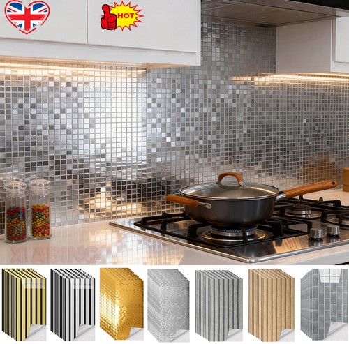 Silver mosaic tile - silver, stickers